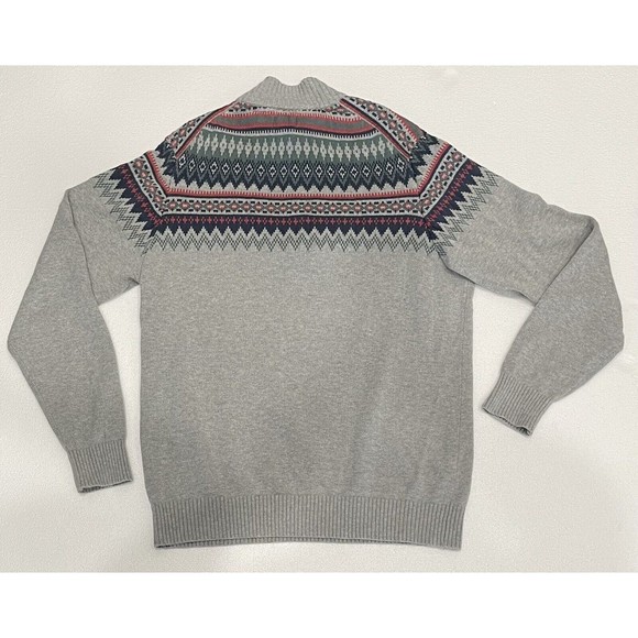 Izod Men's Saltwater Harbor Fairisle Sweater Lt Grey Heather - Large - Picture 2 of 5